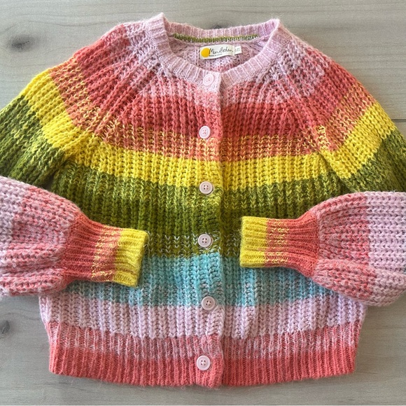 Mini Boden Multicolor Striped Rainbow Cardigan Sweater - Picture 2 of 3